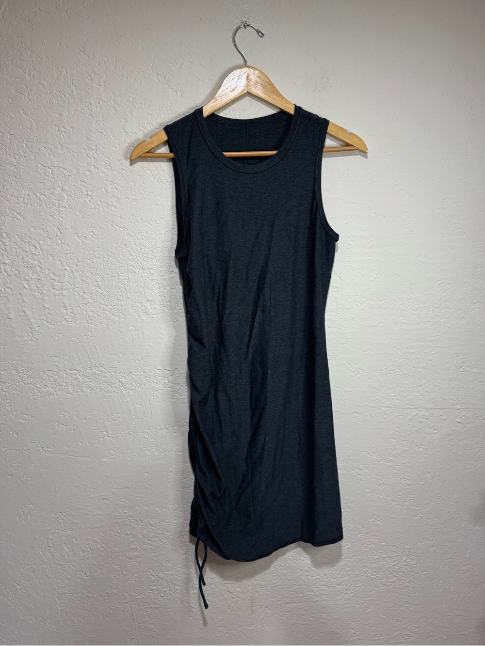 Charcoal Gray Sleeveless Drawstring Mini Dress - Size Small
